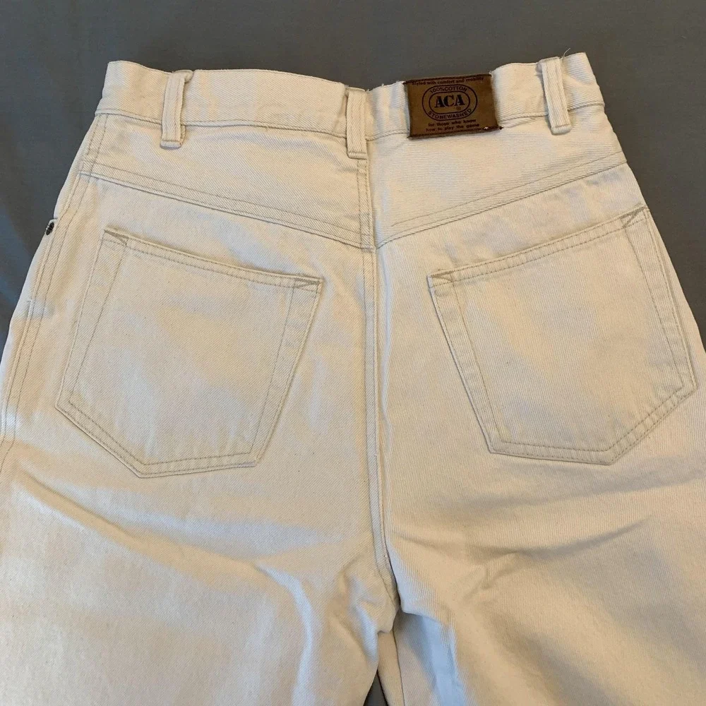 ACA Jeans Womans 30x30 White Stonewashed Regular Fit Straight Denim‎ Pants VTG.